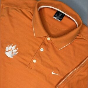 Nike Men's Orange Dry-Fit Short Sleeve Polo Shirt with Paw Logo Size Large